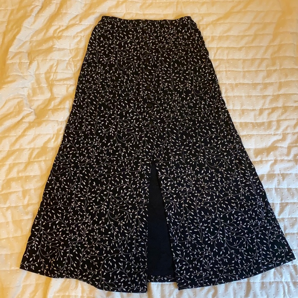 Briggs New York Maxi Skirt with Middle Split in Front in Black and White.
